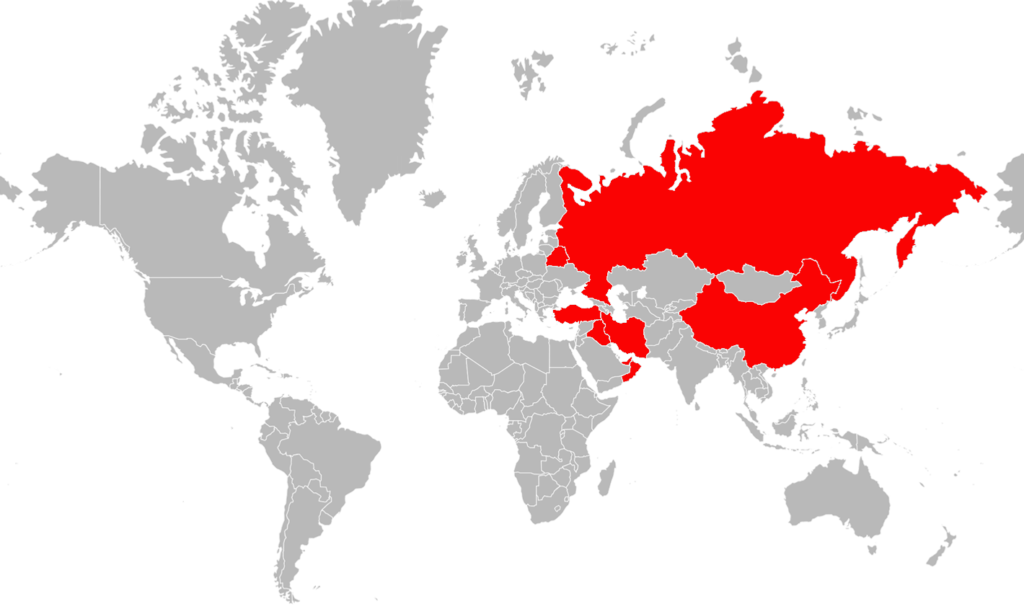 Mapa swiata i kraje nie VPN jest zakazany